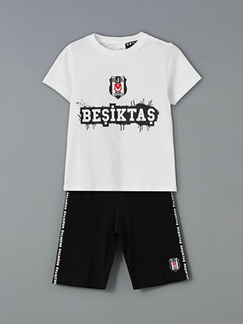 LCW Kids Bisiklet Yaka Beşiktaş Baskılı Erkek Çocuk Şortlu Pijama Takımı - S5IM49Z1-Q6K