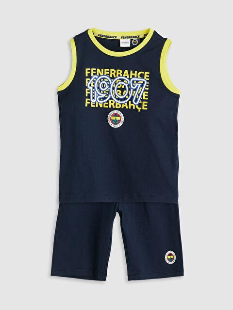 LCW Kids Bisiklet Yaka Fenerbahçe Baskılı Erkek Çocuk Şortlu Pijama Takımı - S5IM50Z1-HKW