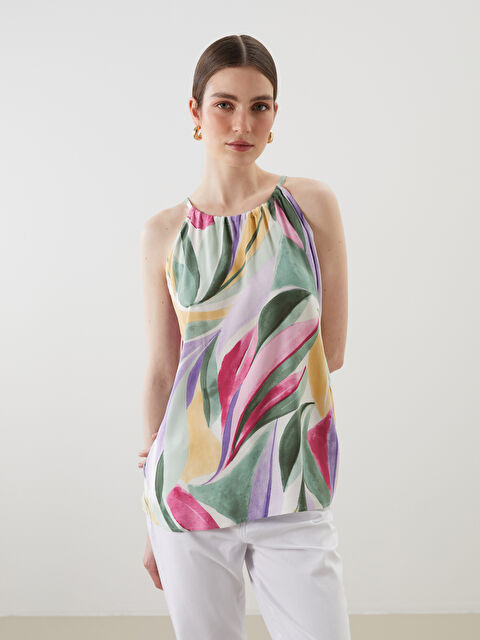 LCWAIKIKI Classic Bluza sa halter kragnom, uzorkom i naborima - S5IO41Z8-LT4