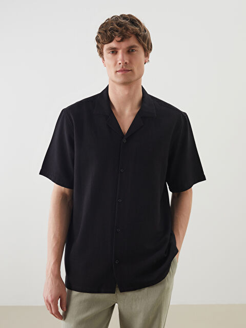 LCW Vision Regular Fit Kısa Kollu Keten Görünümlü Erkek Gömlek - S5IO54Z8-CVL