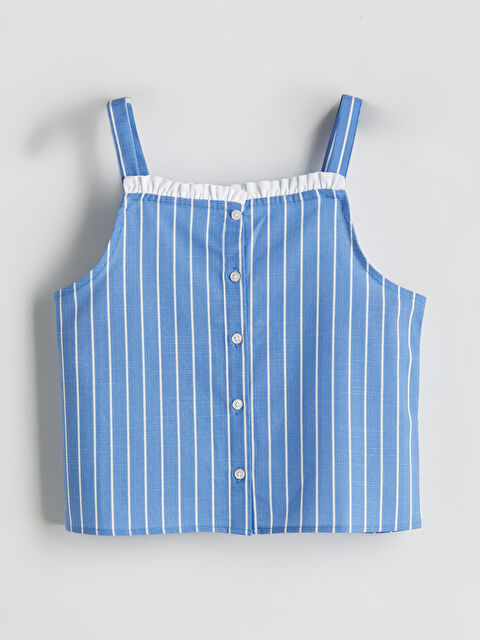 LCW Kids Square Neck Girl's Crop Blouse - S5IO73Z4-LEN