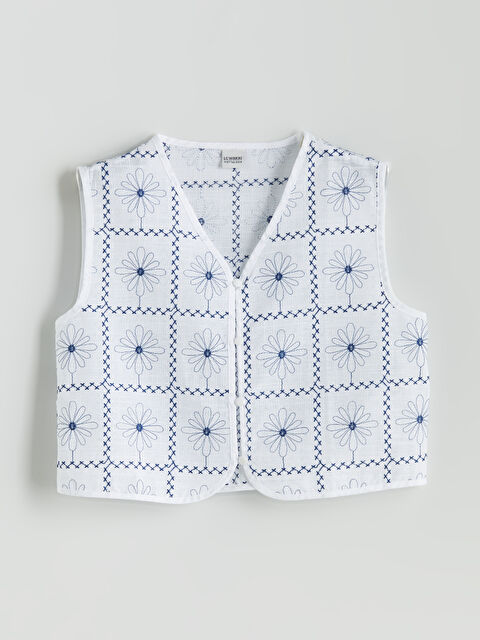 LCW Kids V Yaka Çiçekli Kız Çocuk Yelek - S5IO76Z4-Q6K
