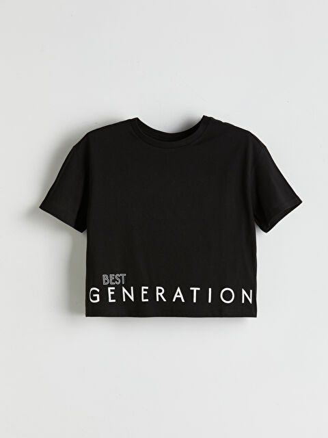 LCW Kids Bisiklet Yaka Baskılı Kız Çocuk Tişört