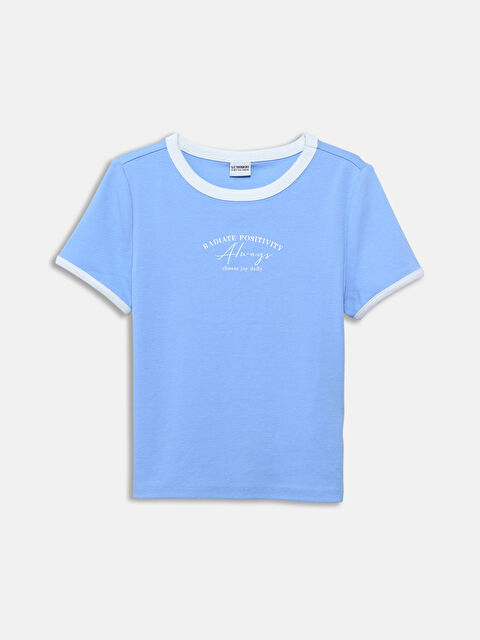 LCW Kids Қыздарға арналған принтті дөңгелек жағалы футболка - S5IP88Z4-YTE