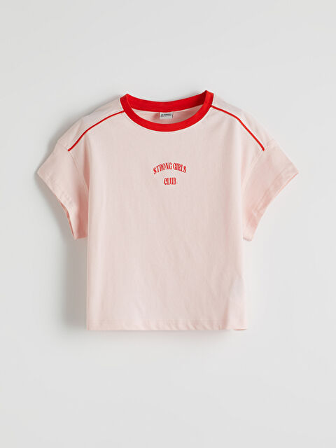 LCW Kids Қыздарға арналған дөңгелек жағалы футболка - S5IQ00Z4-FRA