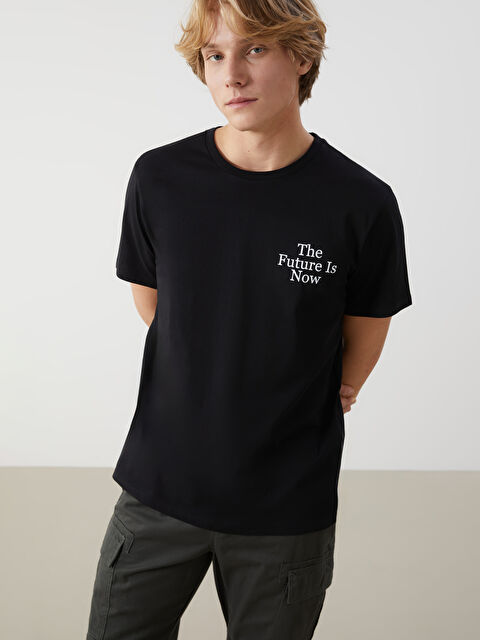 LCW ECO Bisiklet Yaka Kısa Kollu Baskılı Penye Erkek Tişört - S5IQ57Z8-CVL