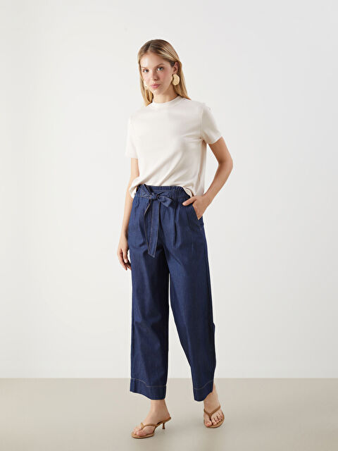 LCW Jeans Beli Lastikli Straight Fit Kadın Jean Pantolon - S5IQ75Z8-507