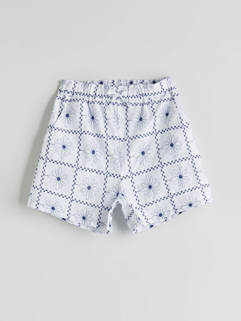 LCW Kids Beli Lastikli Çiçekli Kız Çocuk Şort - S5IQ97Z4-Q6K