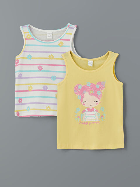 LCW Kids Bisiklet Yaka Baskılı Kız Çocuk Atlet 2'li - S5IR04Z1-FRN