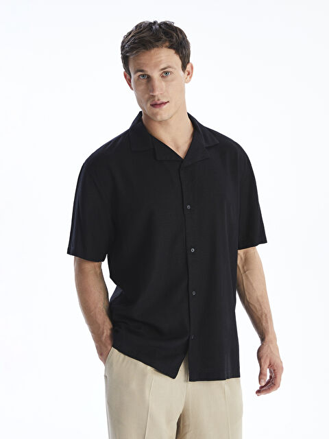 LCW Vision Regular Fit Short Sleeve Linen Blend Men's Shirt - S5IS09Z8-CVL