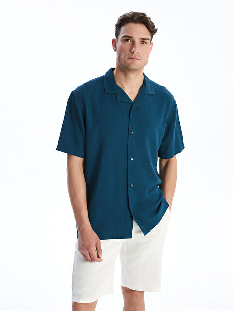 LCW Vision Regular Fit Short Sleeve Linen Blend Men's Shirt - S5IS09Z8-YXV