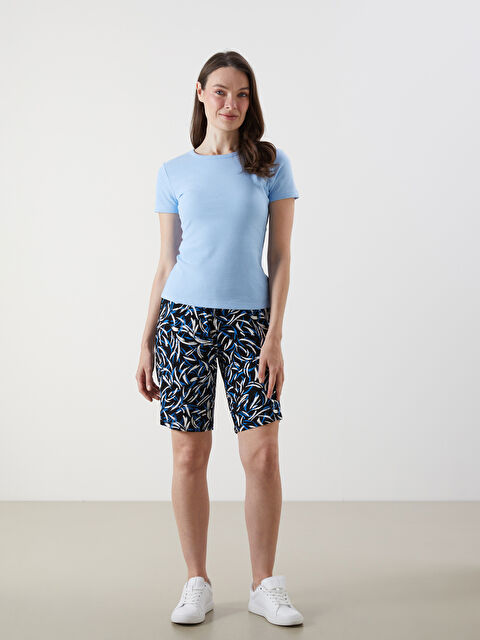 LCW Grace Beli Lastikli Desenli Kadın Şort - S5IS16Z8-LSJ