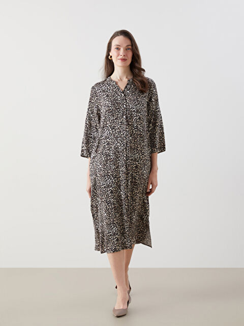LCW Grace Kaçık Yaka Leopar Desenli Elbise - S5IS28Z8-F9C