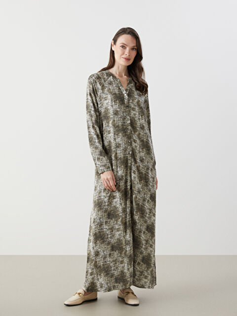 LCW Grace Kaçık Yaka Desenli Kadın Gömlek Elbise - S5IS48Z8-LRR