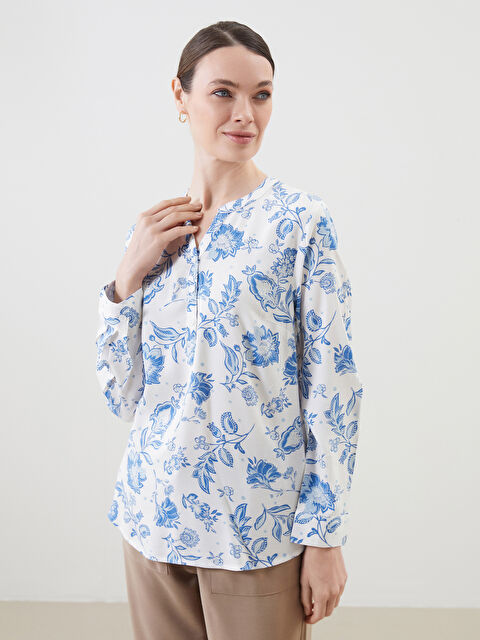LCW Grace Notch Neck Floral Blouse - S5IS49Z8-LRA