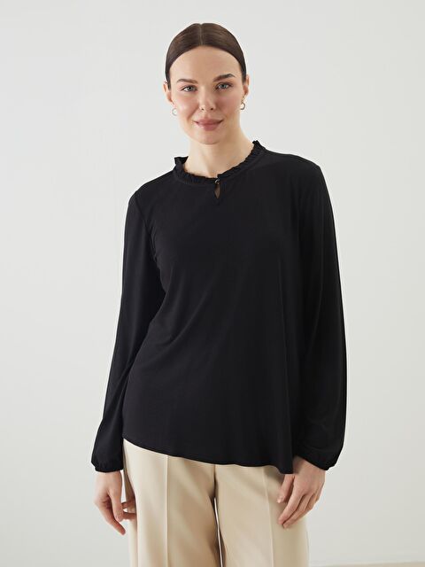 LCW Grace Ruffled Funnel Neck Women's Blouse - S5IS55Z8-CVL