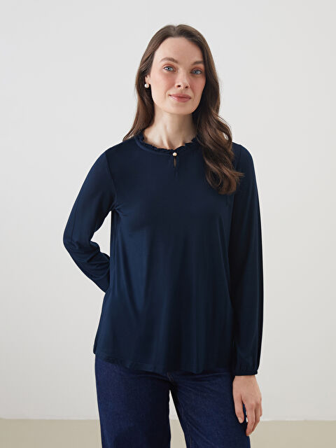 LCW Grace Fırfırlı Dik Yaka Kadın Bluz - S5IS55Z8-E1J