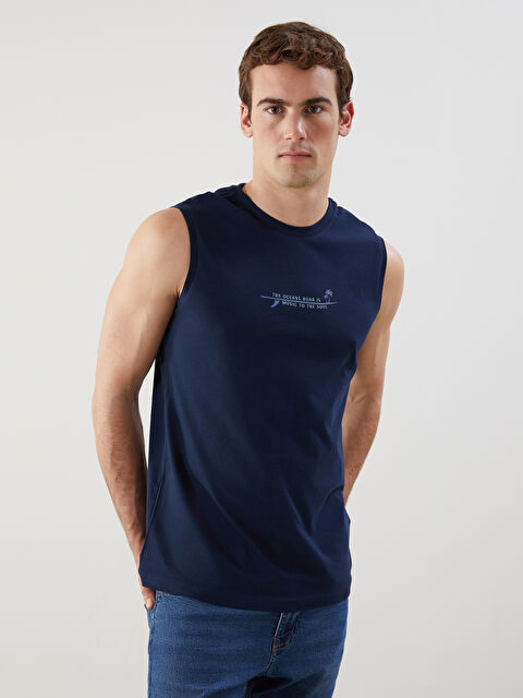 LCWAIKIKI Classic Bisiklet Yaka Baskılı Erkek Kolsuz Tişört - S5IS84Z8-DWP