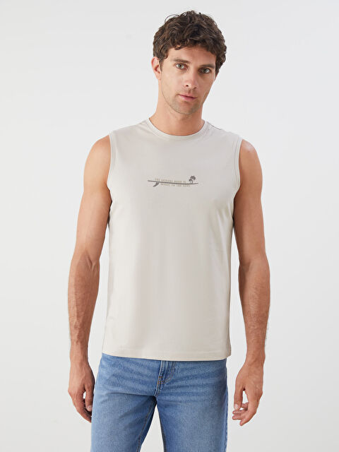 LCWAIKIKI Classic Bisiklet Yaka Baskılı Erkek Kolsuz Tişört - S5IS84Z8-SNE