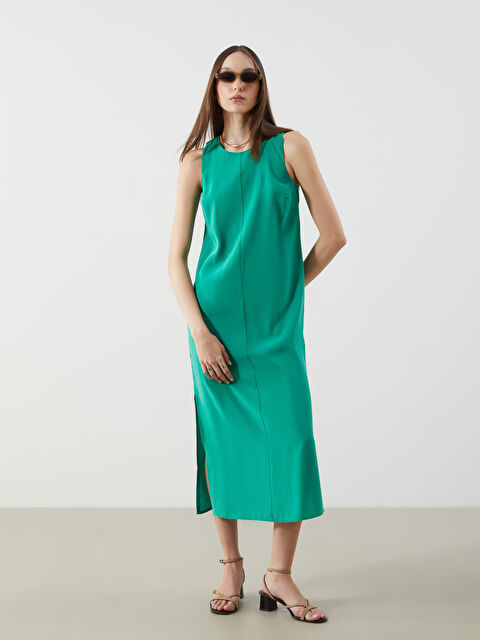 LCW Vision Crew Neck Slit Detail Dress - S5IT42Z8-GV2