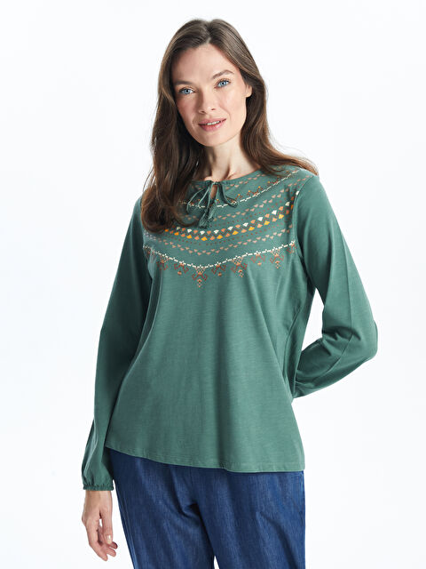 LCW Grace Bağlamalı Yaka Desenli Kadın Bluz - S5IU11Z8-HPP