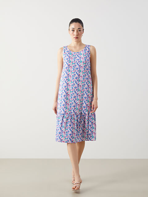 LCWAIKIKI Classic Bisiklet Yaka Çiçekli Elbise - S5IU85Z8-F9C