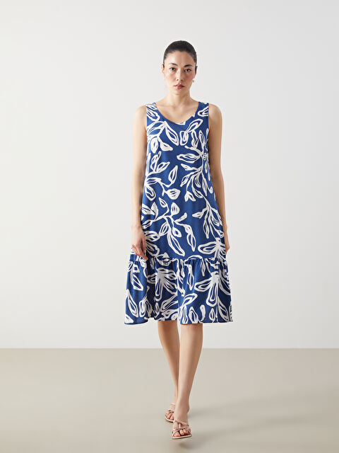 LCWAIKIKI Classic Bisiklet Yaka Çiçekli Elbise - S5IU85Z8-LQQ