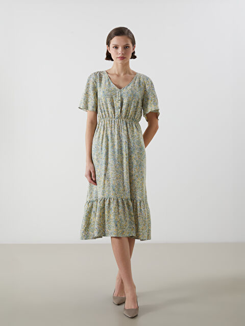 LCWAIKIKI Classic V Yaka Çiçekli Elbise - S5IU86Z8-LRR