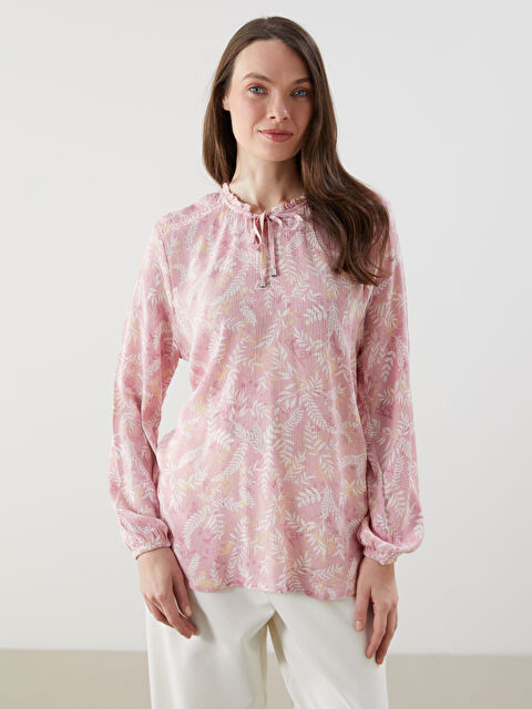 LCW Grace Bağlamalı Yaka Çiçekli Bluz - S5IV40Z8-F9C