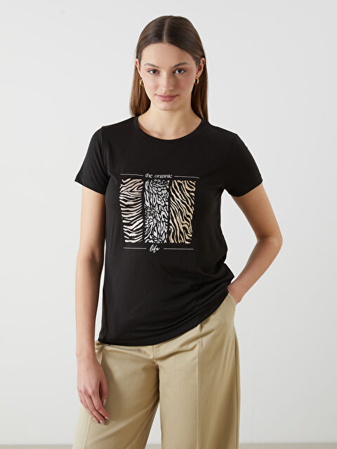 LCWAIKIKI Classic Футболка с круглым вырезом из джерси с принтом для женщин - S5IV54Z8-CVL