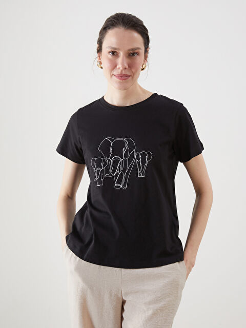 LCWAIKIKI Classic Žena CRNA Majica kratkih rukava - S5IV81Z8-CVL