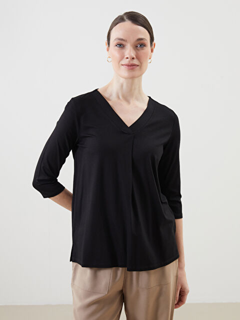 LCW Grace V Yaka Kadın Tişört - S5IY08Z8-CVL