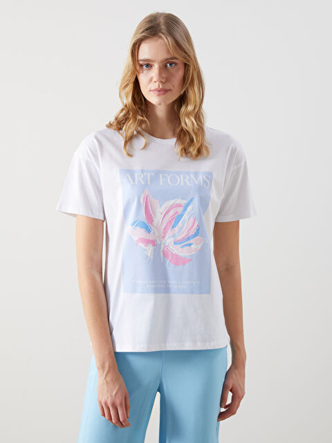 LCW Vision Bisiklet Yaka Baskılı Kadın Tişört - S5IY11Z8-Q6K