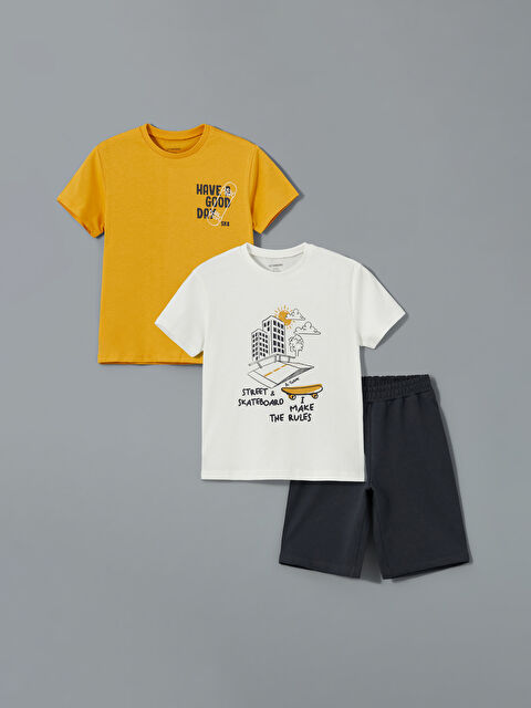 LCW Kids Bisiklet Yaka Baskılı Erkek Çocuk Takım 3'lü - S5IY44Z1-R9J