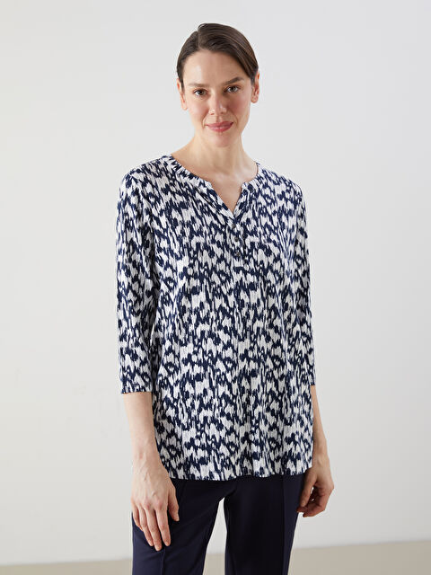 LCW Grace Kaçık Yaka Desenli Kadın Bluz - S5IY69Z8-LSJ