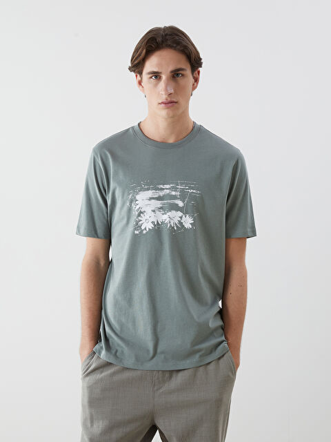 XSIDE تیشێرت جێرسی نەخشدار گەردنی ئاسایی بۆ پیاوان - S5IY73Z8-S0H