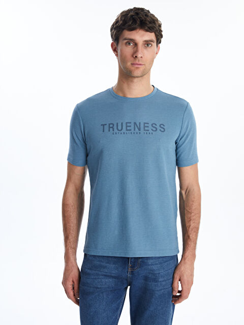 LCWAIKIKI Classic Bisiklet Yaka Baskılı Penye Erkek Tişört - S5J094Z8-H9N