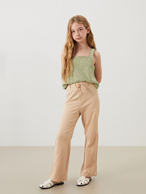 LCW Kids Beli Lastikli Kız Çocuk Pantolon - S5J103Z4-G33