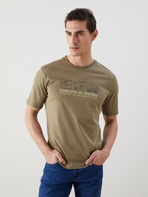 LCWAIKIKI Classic Bisiklet Yaka Baskılı Penye Erkek Tişört - S5J107Z8-Z0J