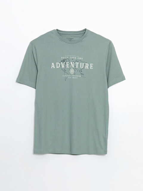 LCWAIKIKI Classic Bisiklet Yaka Baskılı Penye Erkek Tişört - S5J108Z8-YZW