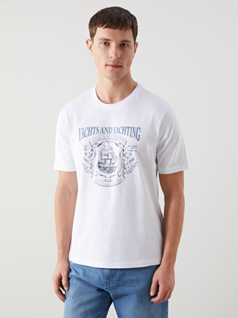 LCWAIKIKI Classic Bisiklet Yaka Baskılı Penye Erkek Tişört - S5J110Z8-Q6K