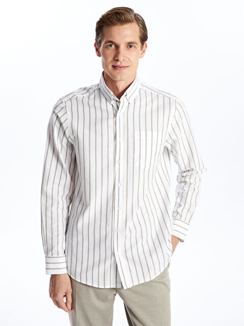 LCWAIKIKI Classic Regular Fit Uzun Kollu Çizgili Erkek Gömlek - S5J226Z8-LE4