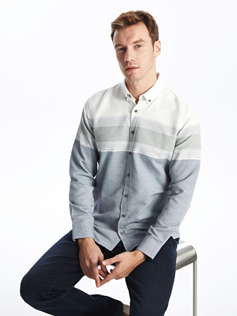 LCWAIKIKI Classic Regular Fit Uzun Kollu Çizgili Erkek Gömlek - S5J248Z8-LGB