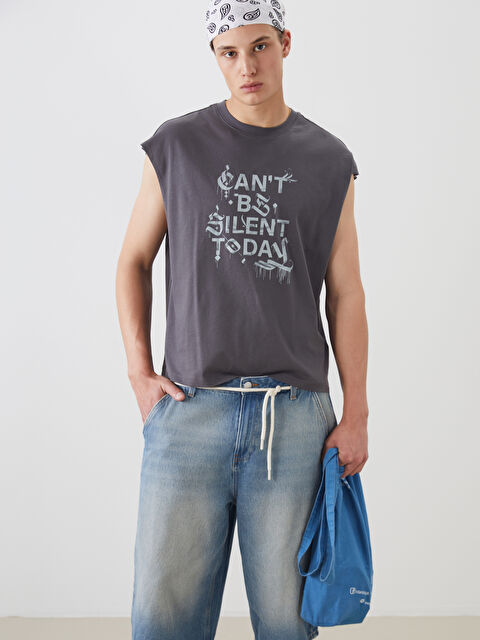 XSIDE Bisiklet Yaka Baskılı Penye Erkek Tişört - S5J251Z8-EXQ