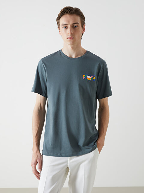 LCW ECO Bisiklet Yaka Kısa Kollu Baskılı Penye Erkek Tişört - S5J262Z8-H9D