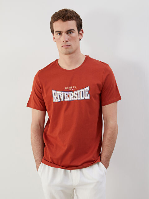 LCW ECO Bisiklet Yaka Kısa Kollu Baskılı Penye Erkek Tişört - S5J270Z8-HEX