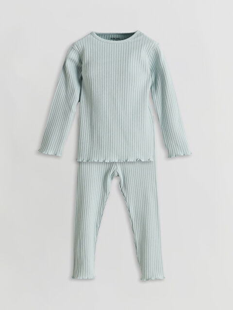 LCW baby Bisiklet Yaka Uzun Kollu Basic Kız Bebek Pijama Takımı - S5J303Z1-YXR