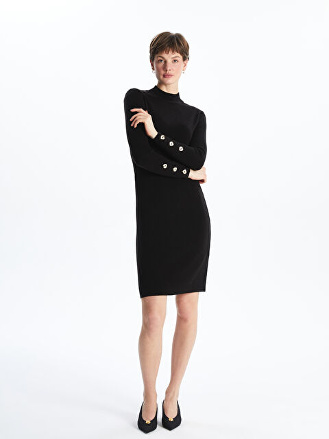 LCWAIKIKI Classic Yarım Balıkçı Yaka Kadın Triko Elbise - S5J309Z8-CVL