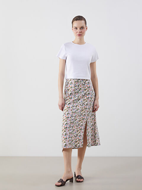 LCWAIKIKI Classic Цветочная юбка а-силуэта с эластичным поясом. - S5J314Z8-LT4