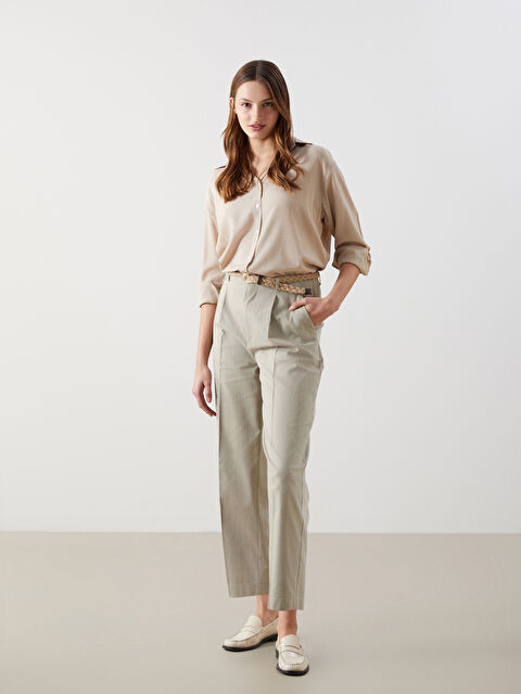 LCW Vision Beli Kemerli Havuç Kesim Kadın Pantolon - S5J360Z8-YUA